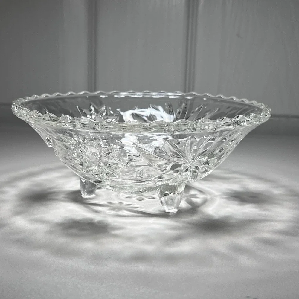 Vintage Anchor Hocking EAPC Precut Star Of David Glass‎ Bowl 6 1/2
